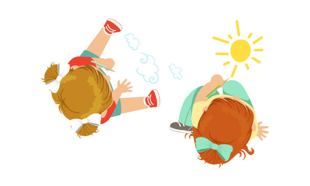 可爱的小孩坐在地板上画图片矢量插图图片下载