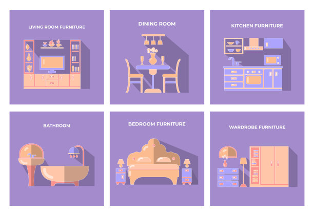 一套不同的家具。图片下载