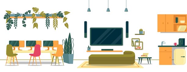 概念商业室内办公室工作空间，幻灯片。图片下载