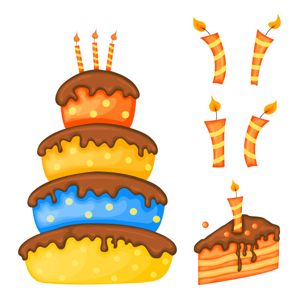 生日贺卡或附有蛋糕的传单。卡通风格。向量。图片下载