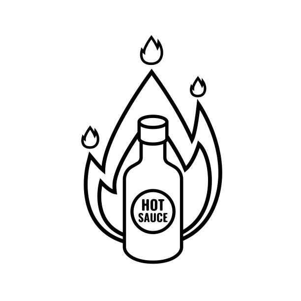 热酱瓶与火火焰。矢量插图。图片下载