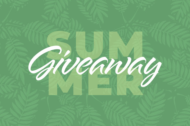 自然赠送矢量插图喜欢或转发广告在社交网络。商业礼品赠送横幅上写着“夏季赠送”。蕨叶孤立在绿色背景上。图片下载