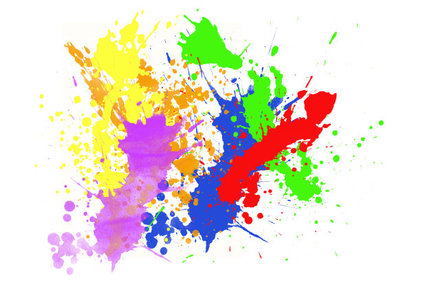 颜色混合飞溅孤立在白色背景图片下载