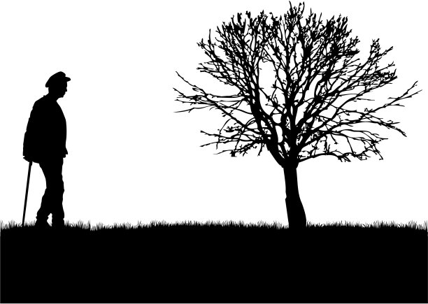 老年人的剪影。图片下载