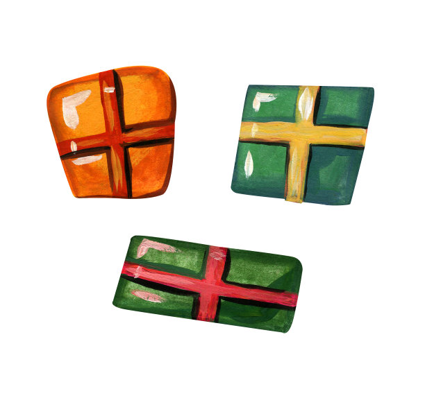 三个礼品盒孤立在白色背景上。图片下载