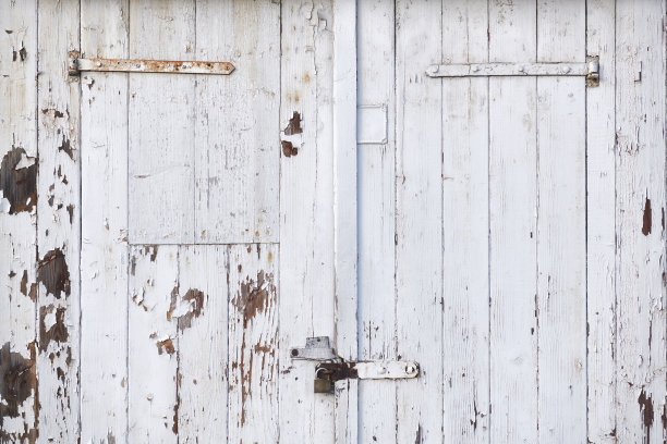 旧白色木门图片下载
