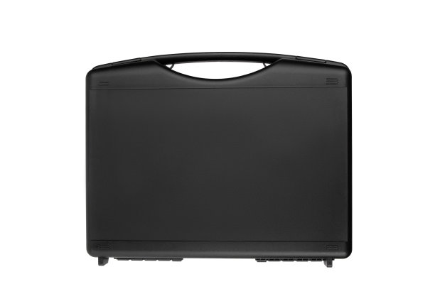 黑色塑料外壳的枪隔离在白色背景图片下载