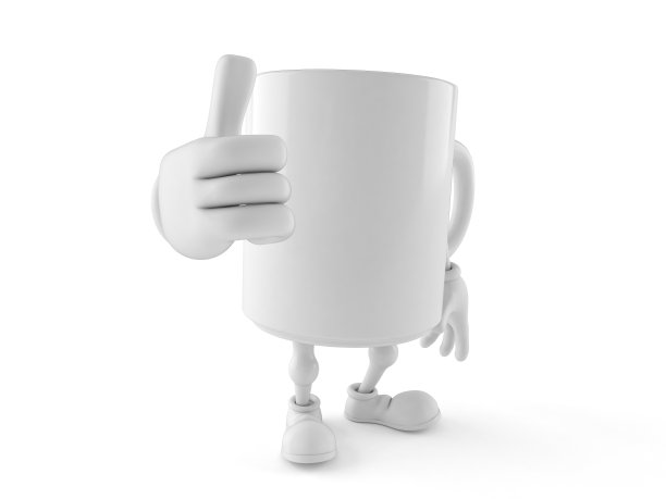 杯子字符与拇指向上的手势图片下载