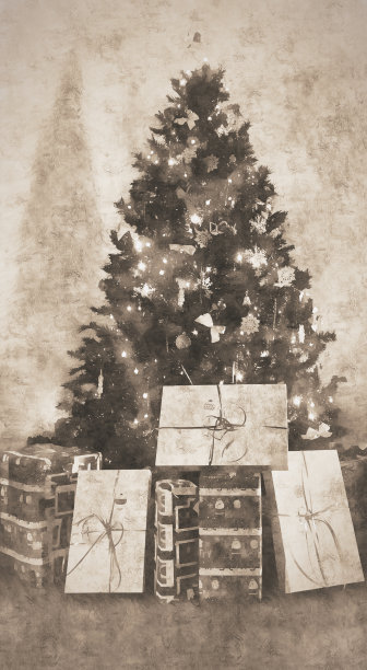 复古的圣诞树图片下载