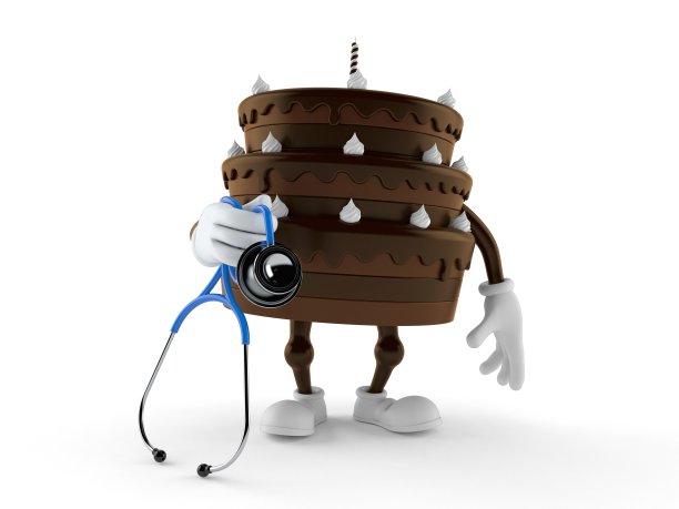 蛋糕字符持有听诊器图片下载