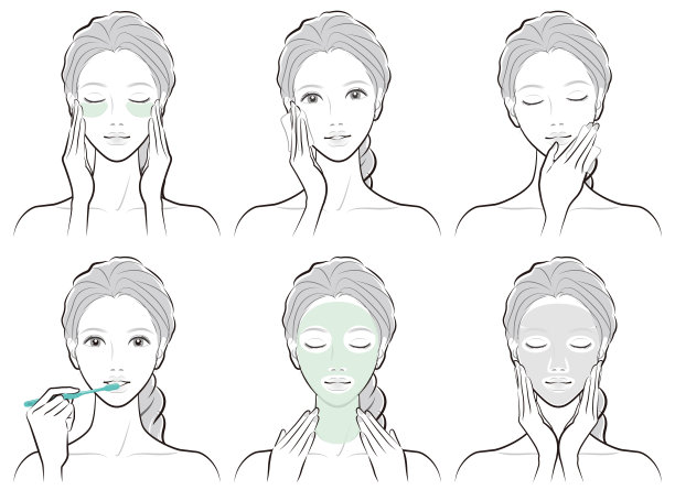 一个女人做皮肤护理的插图图片下载