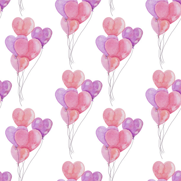 无缝气球，粉色心形图案图片下载