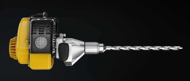 巨大的发动机驱动钻机，大钻头图片下载