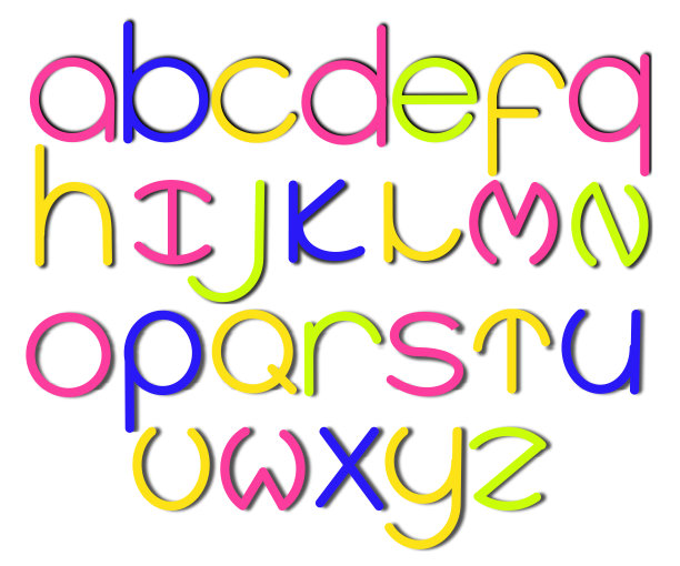 多色，明亮的字母，矢量插图在一个孤立的白色背景。图片下载