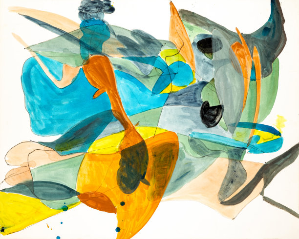 纸上抽象丙烯画素材图片