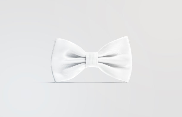 空白白色经典蝴蝶结模拟站起来，灰色背景图片下载
