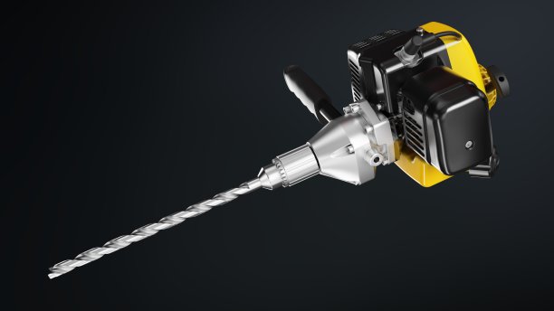 巨大的发动机驱动钻机，大钻头图片下载