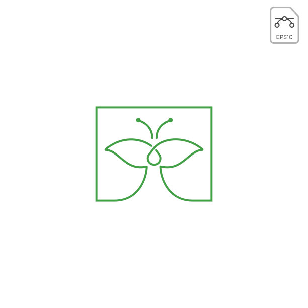 叶蝴蝶符号设计矢量图标元素孤立图片下载