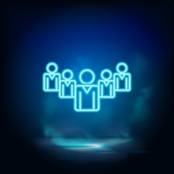 商人，领导霓虹矢量图标。蓝色霓虹，商业霓虹矢量图标。图片下载