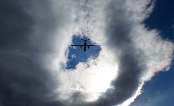 高飞的飞机迎着蓝天。图片下载