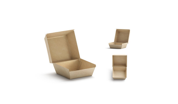 空白打开工艺汉堡盒模拟，不同侧面图片下载