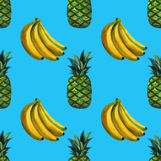 水彩无缝花卉图案与菠萝手绘装饰背景。民族无缝图案点缀。印刷纺织品，布料，墙纸，剪贴簿图片下载