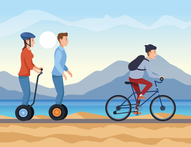 人与车辆矢量设计图片下载