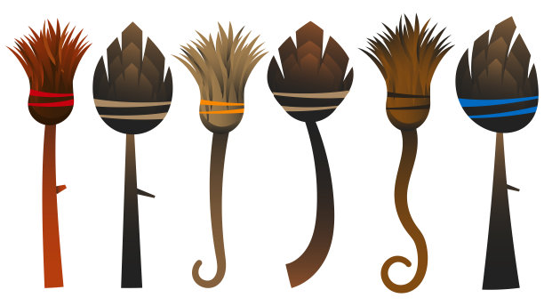 扫帚。清洁或飞向量上的白色背景向量适合贺卡，海报或t恤印刷。图片下载