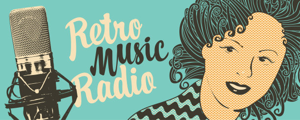 带麦克风的复古音乐收音机横幅图片下载