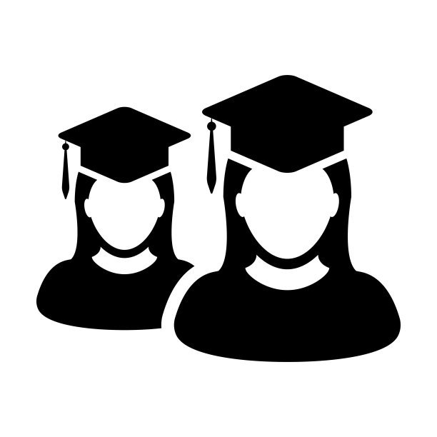 教育图标向量女生组的人的档案头像与学位帽标志学校，学院和大学毕业学位的平色象形文字图片下载