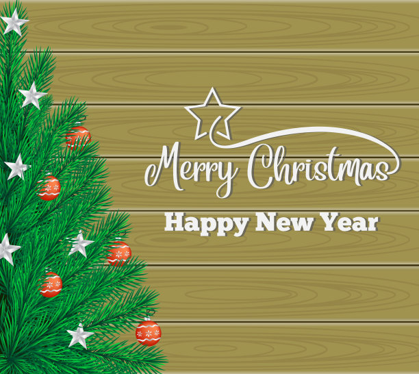 圣诞装饰和棕色木材纹理图片下载