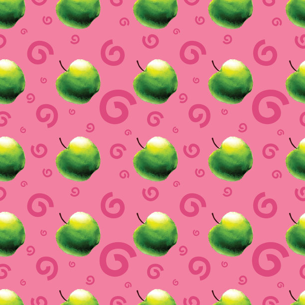 无缝模式与插图水彩苹果图片下载