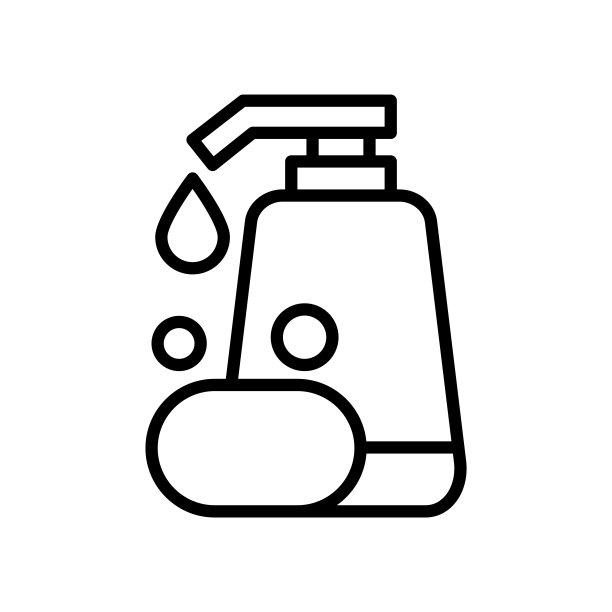 洗发水瓶子和肥皂图标矢量设计模板扁平风格孤立在白色的背景图片下载