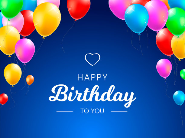 蓝色背景上的彩色派对气球图片下载