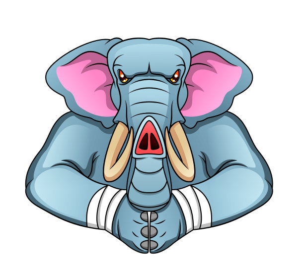 大象卡通孤立在白色的背景图片下载