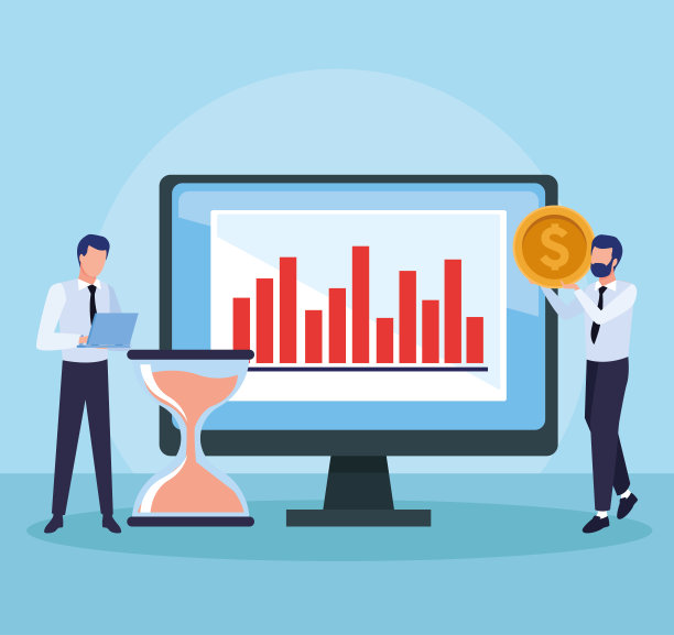 拥有沙漏和电脑的阿凡达商人素材图片