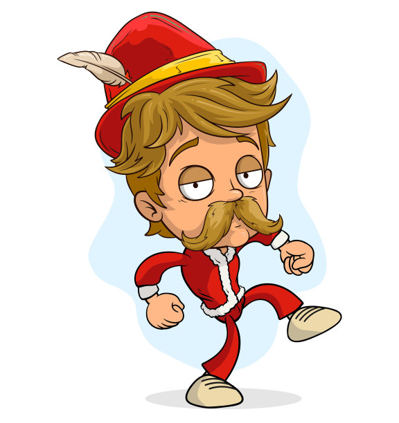 卡通滑稽可爱的巴伐利亚圣诞老人跳舞图片下载