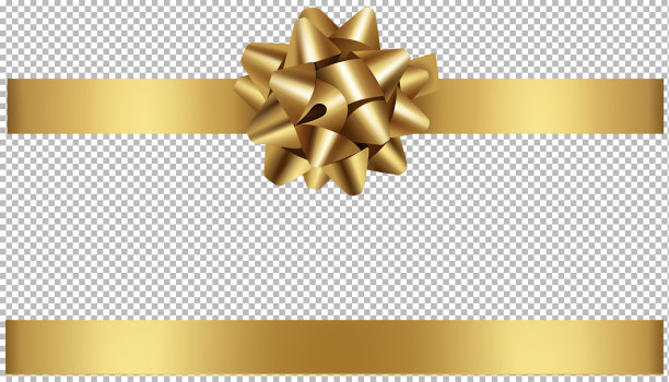 金色的蝴蝶结和丝带为圣诞节和生日装饰插图图片下载
