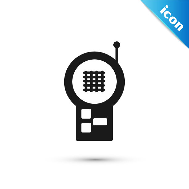 黑色婴儿监视器对讲机图标隔离在白色背景。矢量图图片下载