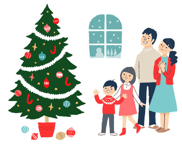 圣诞树和家庭图片下载