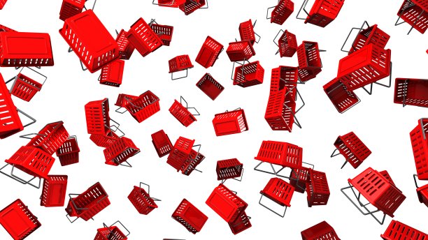 白色背景上的红色购物篮图片下载