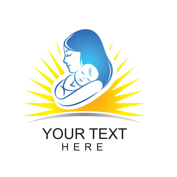 母亲儿童护理颜色符号向量创意标志图片下载