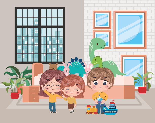 女孩和男孩卡通矢量设计图片下载