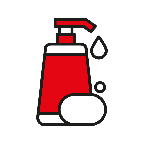 洗发水瓶子和肥皂图标矢量设计模板扁平风格孤立在白色的背景图片下载