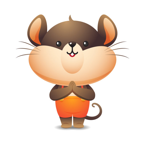 快乐可爱的老鼠性格在付出尊重的姿势图片下载