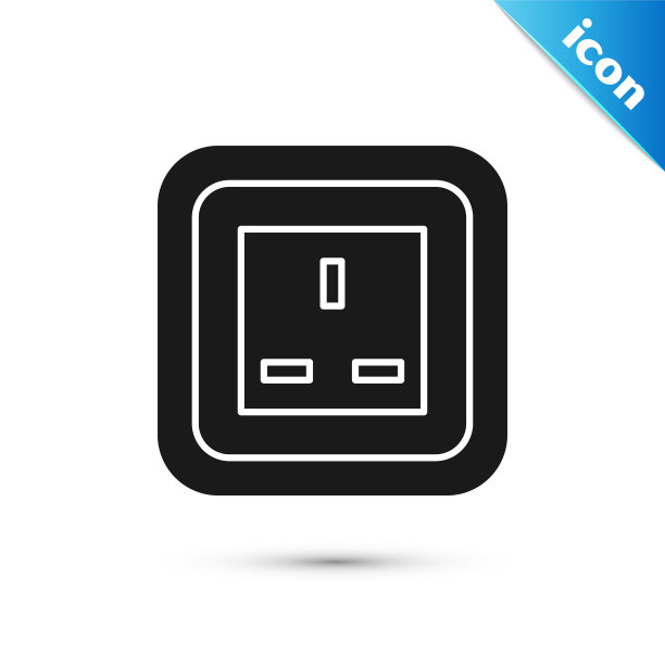 黑色电源插座图标孤立在白色背景上。电源插座。玫瑰的象征。矢量图图片下载