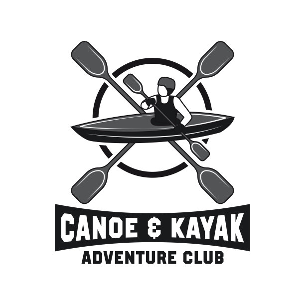 皮划艇和皮划艇体育活动的图标，标志和标志股票插图图片下载