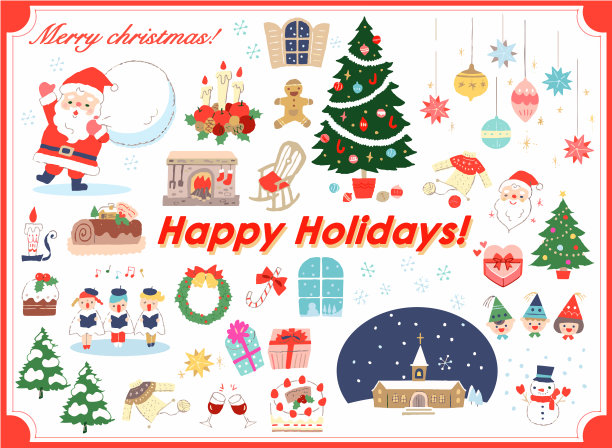 各种圣诞用品套装图片下载