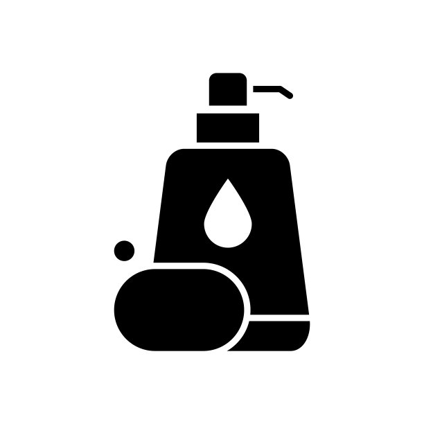 洗发水瓶子和肥皂图标矢量设计模板扁平风格孤立在白色的背景图片下载