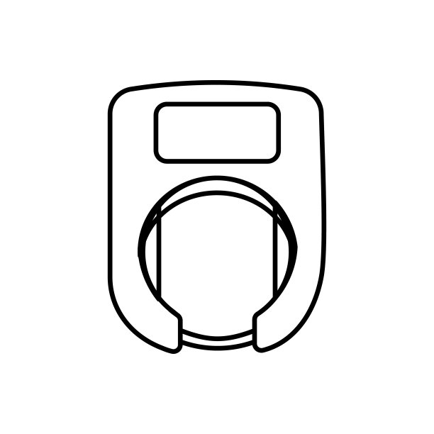 马蹄铁挂锁智能自行车锁象征着私人和公共自行车的安全。可编辑的轮廓描边线性图标。细矢量黑色等高线图片下载